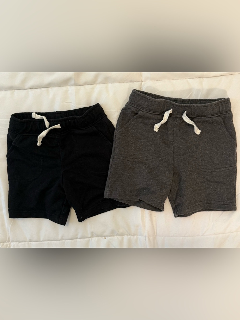 Cat &Jack Drawstring Cotton Shorts - Black and Dark Gray 3T